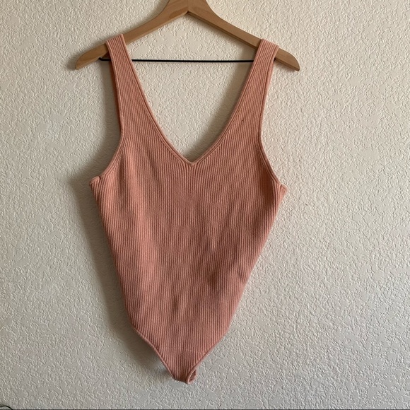 Ale By Alessandra x Revolve Marisol Thong Bodysuit Rose Pink Ribbed Cotton - Picture 5 of 10